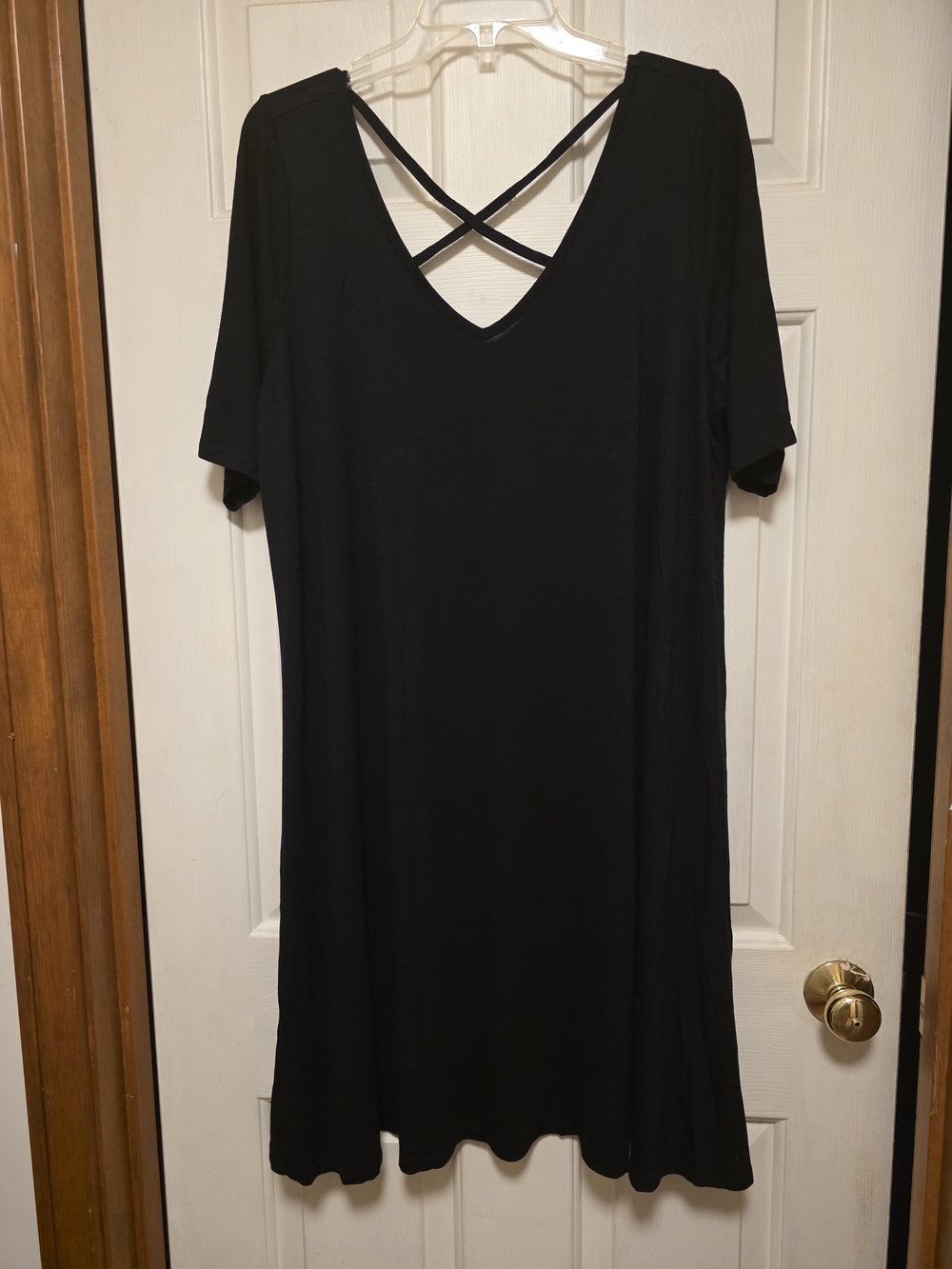 Lane Bryant Black Crisscross V-Neck Shift Dress - Picture 2 of 8